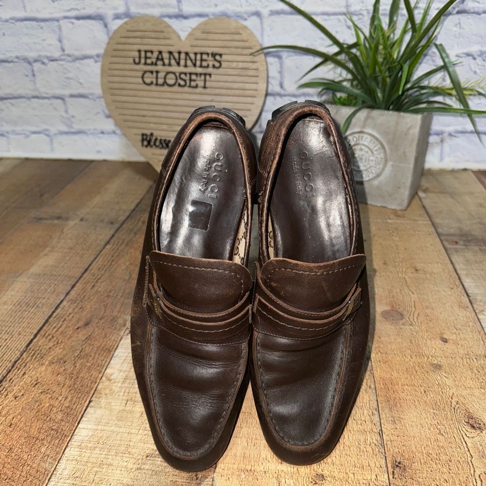 Gucci brown leather driving loafers size 41 - Picture 3 of 16